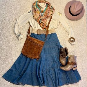 🤠Ralph Lauren Jean Co Flair Full Jean Skirt
